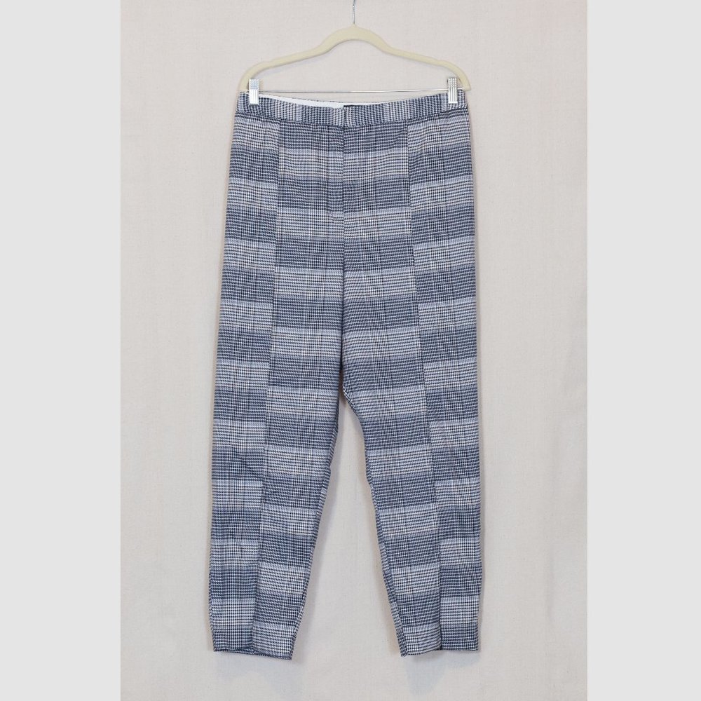Plaid split hem straight leg pants